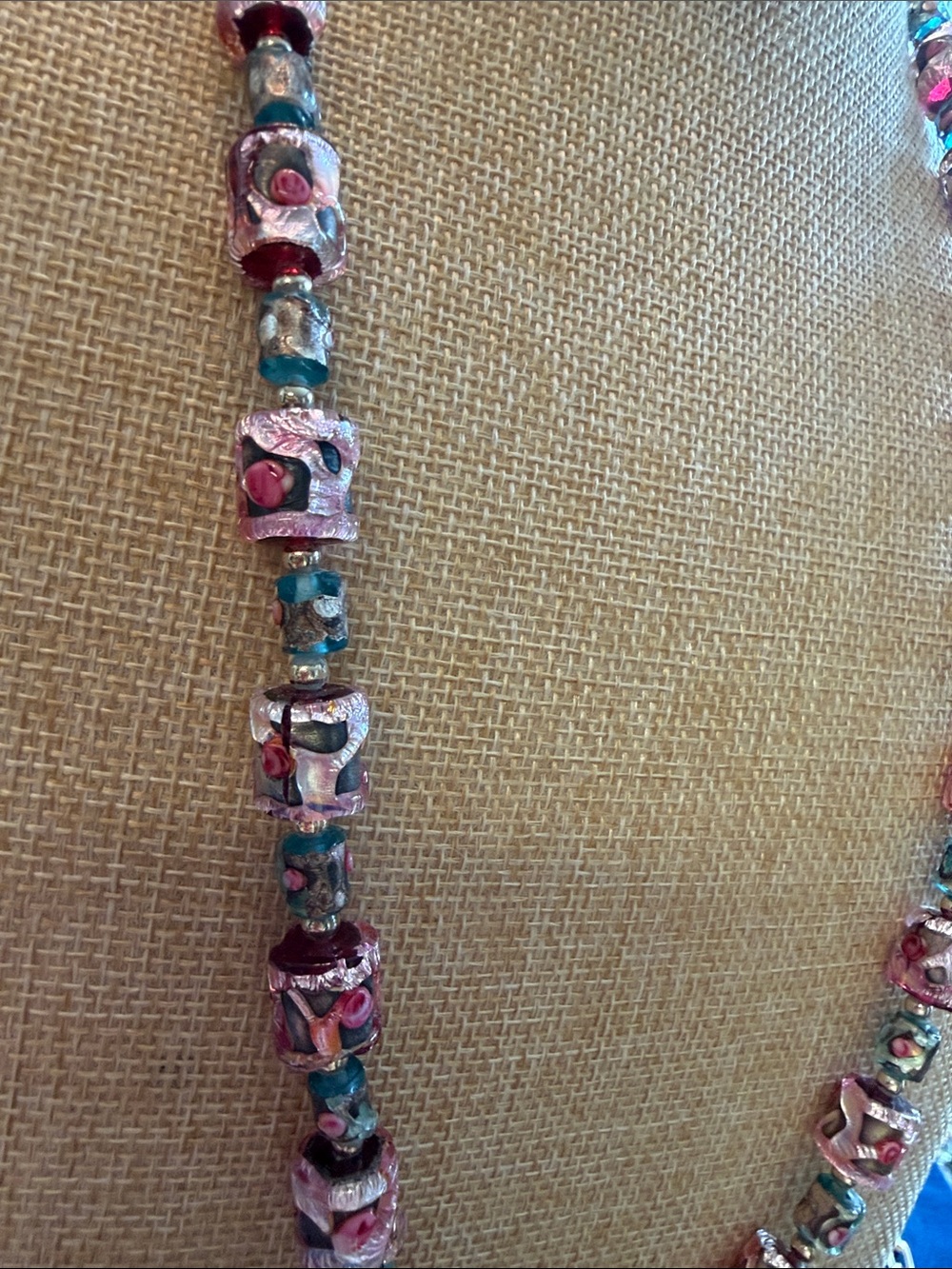 Vintage Venetian Murano Wedding Cake Necklace - Picture 2 of 5